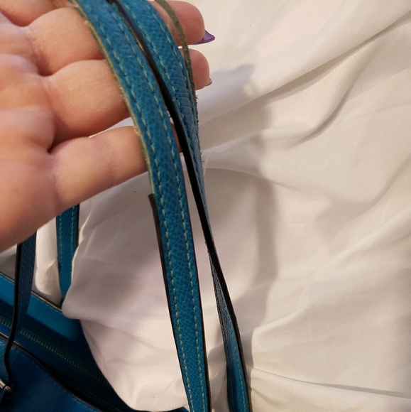 Teal colored Coach Tote with matching wristlet - Picture 4 of 8